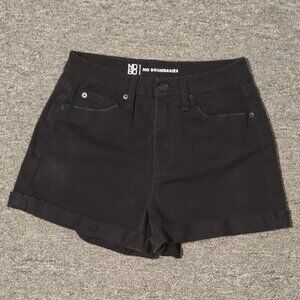 No Boundaries High Waisted Cuffed Black Denim Shorts Casual‎ Size 7